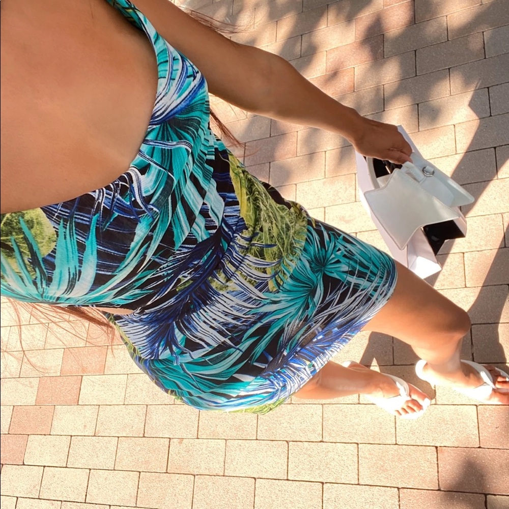 NWT TROPICAL MESH MINI DRESS